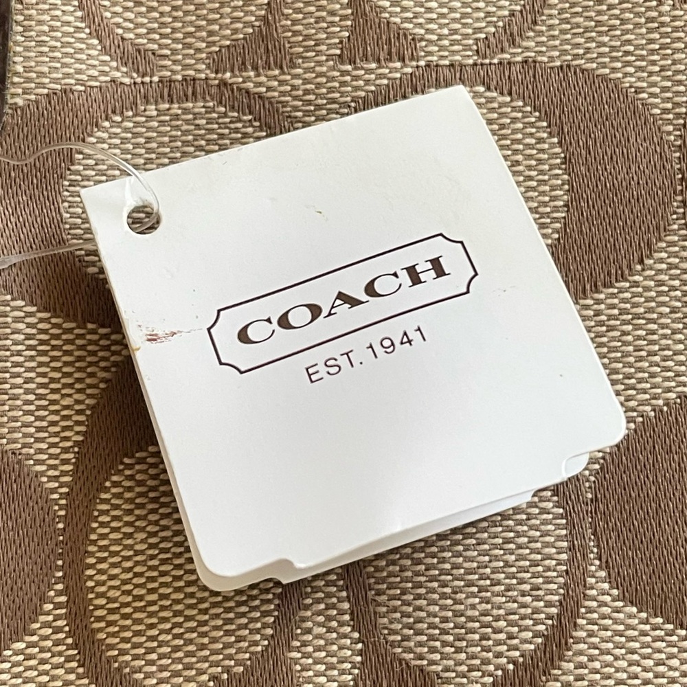 Coach Women’s Wristlet Wallet Signature Khaki Mahogany Canvas Double Zipper - Picture 3 of 10